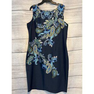 Maya Brooke Sleeveless Paisley Sheath Dress Size 16
